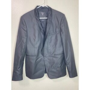 Guess Black Label Mens Single Button Blazer Black Textured Suit Jacket Size L